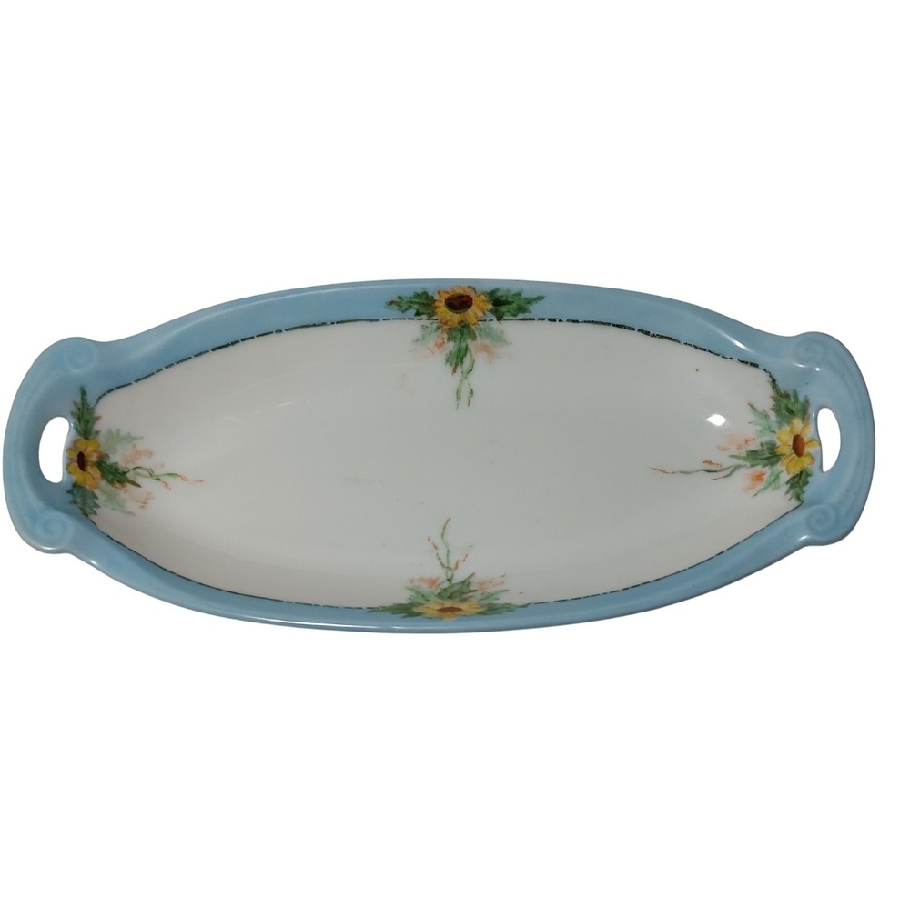 Antique‎ RS Reinhold Schlegelmilch Dish Germany Pickle Celery Oblong Floral SEE